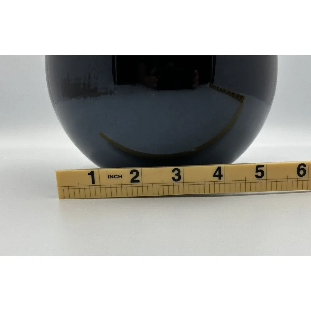 Black Art Glass Vase Long Neck Teardrop Modern MCM Style 12